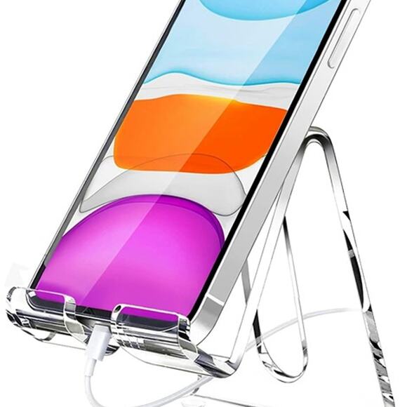 Acrylic Cell Phone Stand, Portable Clear Phone Stand for Desk, - Picture 3 of 7